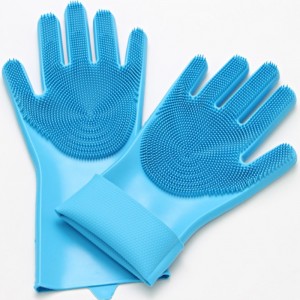 Silikon-Geschirrhandschuhe mit Wärmeisolierung, rutschfester und verschleißfester Küchenreinigungs-Silikonbürste
